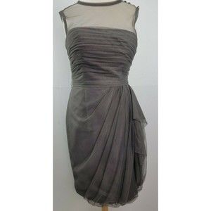 White By Vera Wang Dress women size 2 Gray Bobbin Net sleeveless formal Cocktail